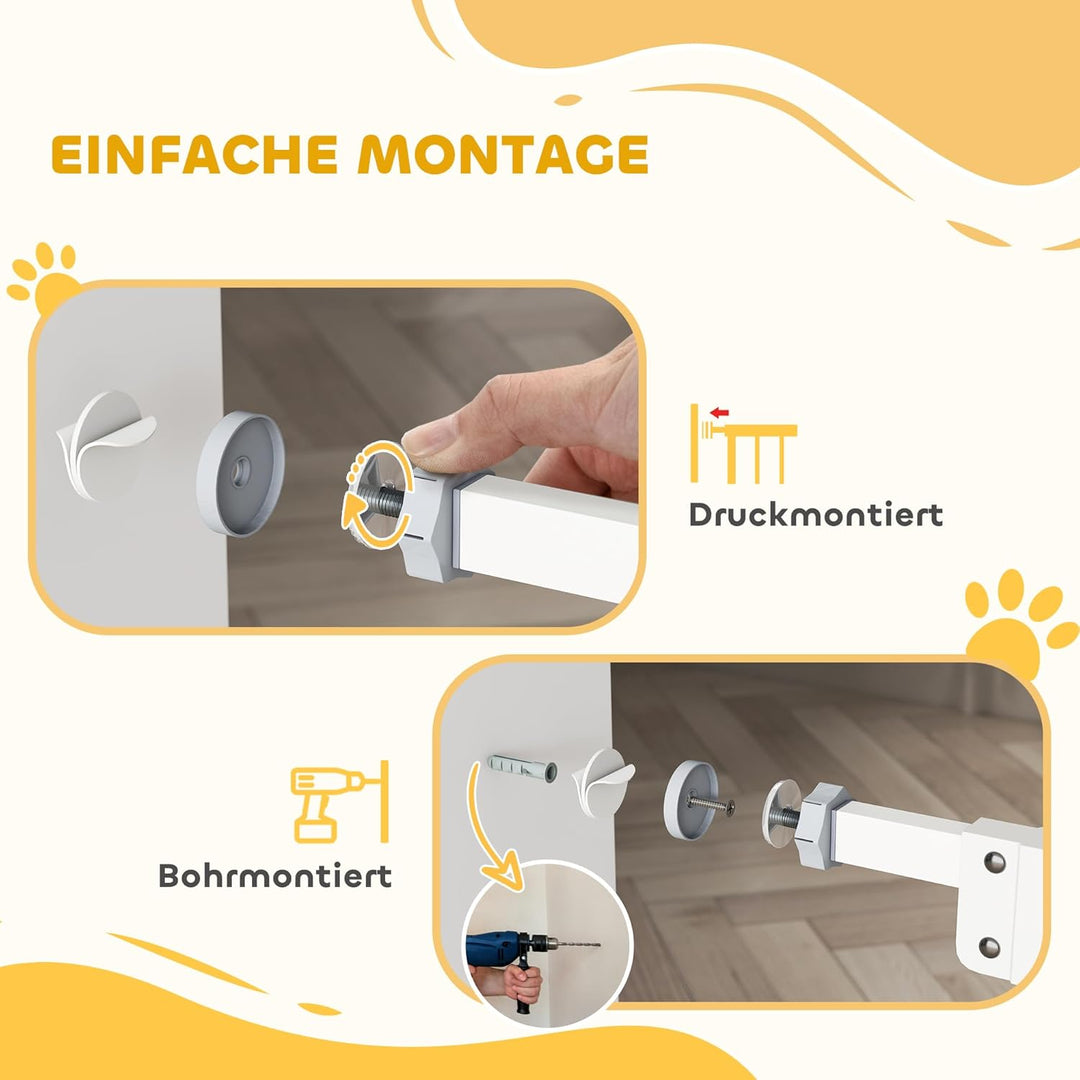 PawHut Hunde Türschutzgitter, Treppenschutzgitter, 74-80 cm Hunde Türgitter, Treppenschutz, Schutzgi
