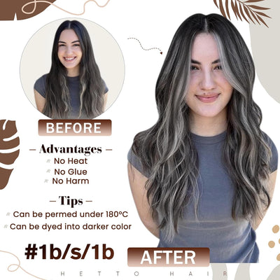 Hetto Remy Extensions Echthaar Microring Balayage Microring Extensions Echthaar Schwarz mit Silver M