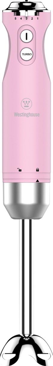 Westinghouse Retro-Stabmixer, Turbofunktion, Handblender, Edelstahl-Mixfuss, spritzarm, 600 W, rosa
