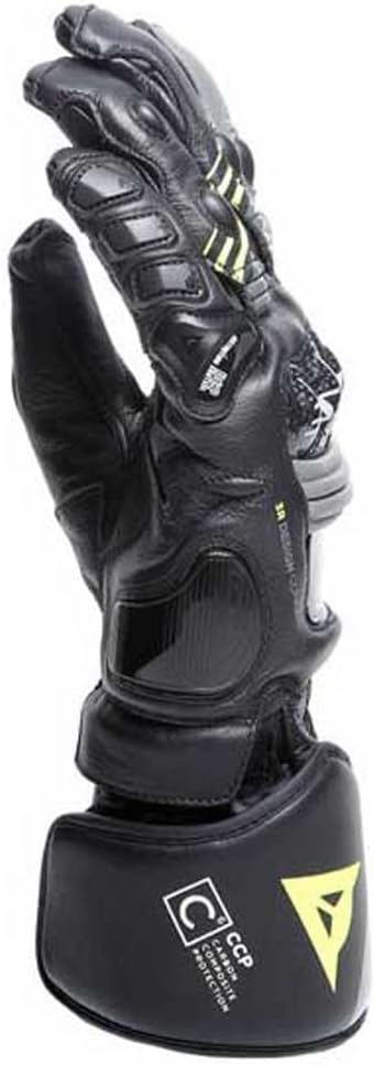 Dainese Druid 4 Gloves Motorradhandschuhe Sport Racing Handschuhe Leder, BLACK/CHARCOAL-GRAY/FLUO, M
