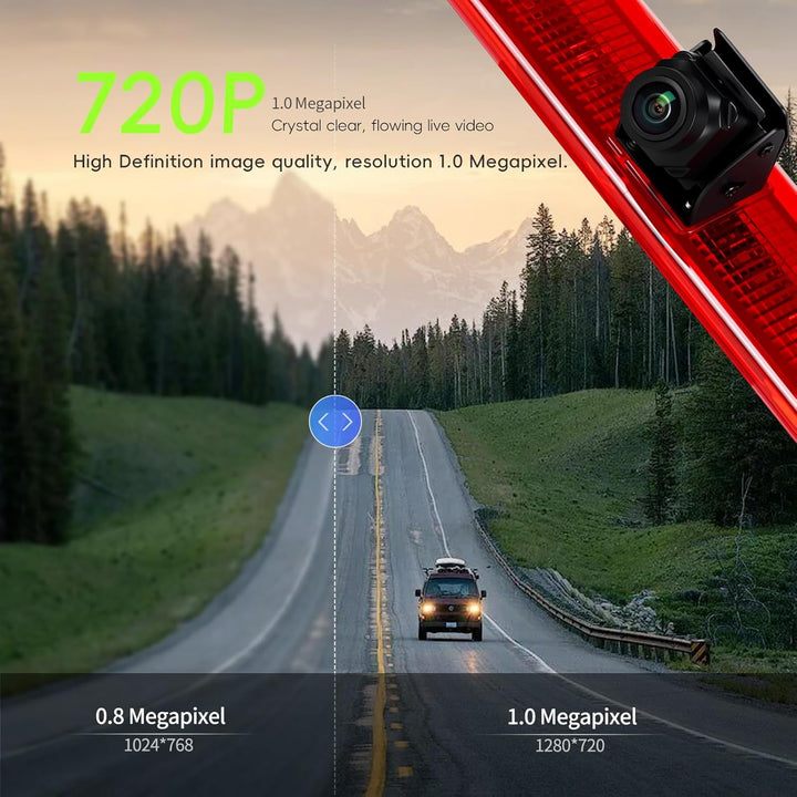 SIXWIN 720P Rückfahrkamera mit Bremsleuchte, Auto Rückfahrkamera für VW Caddy 2003-2015,140° Weitwin