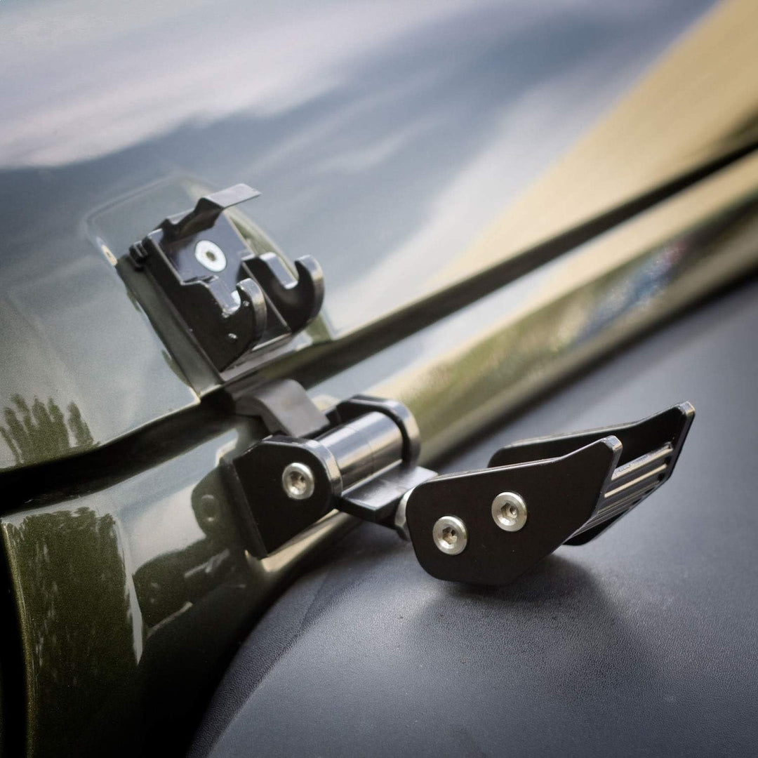 Rugged Ridge 11210.11 Motorhaubenfang Kit, schwarz, 07-18 Jeep Wrangler JK Aluminium, Schwarz, Alumi