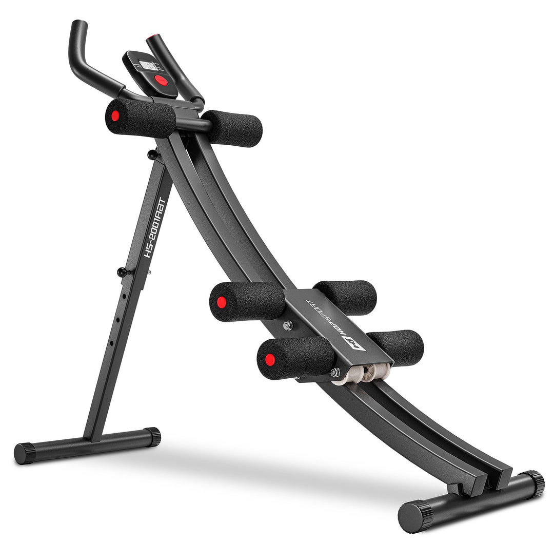 Hop-Sport Rückentrainer &amp; Bauchtrainer Klappbar, 4-stufige Höhenverstellung, Boarddisplay, Fitnessge