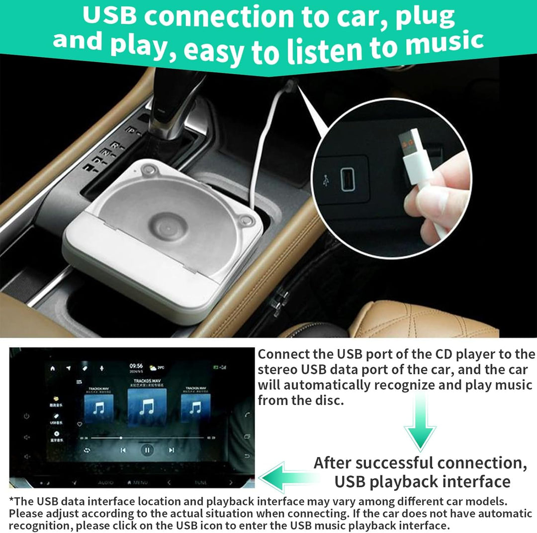 CD Player für Auto, Bekasa Auto CD Player mit USB/AUX-Anschluss, Extern Universal CD-Spieler mit Fer