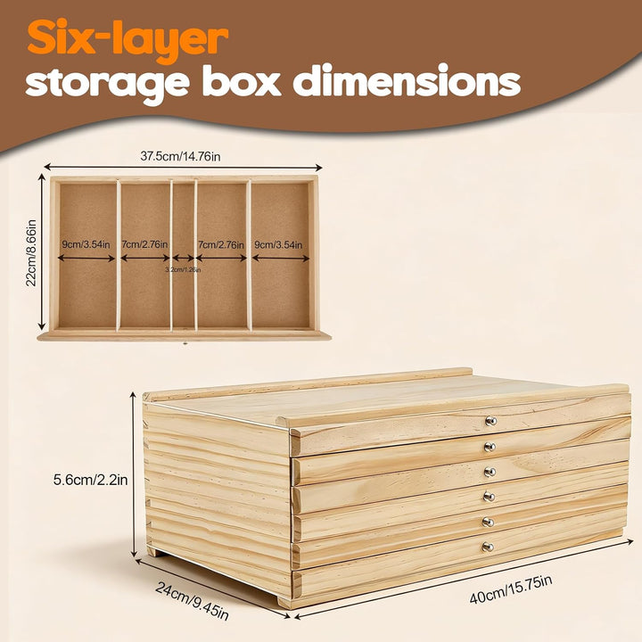 6-Schublade Holz stifte Aufbewahrung, Schubladenbox Holz Aufbewahrungsbox für Künstle mit Fächern un