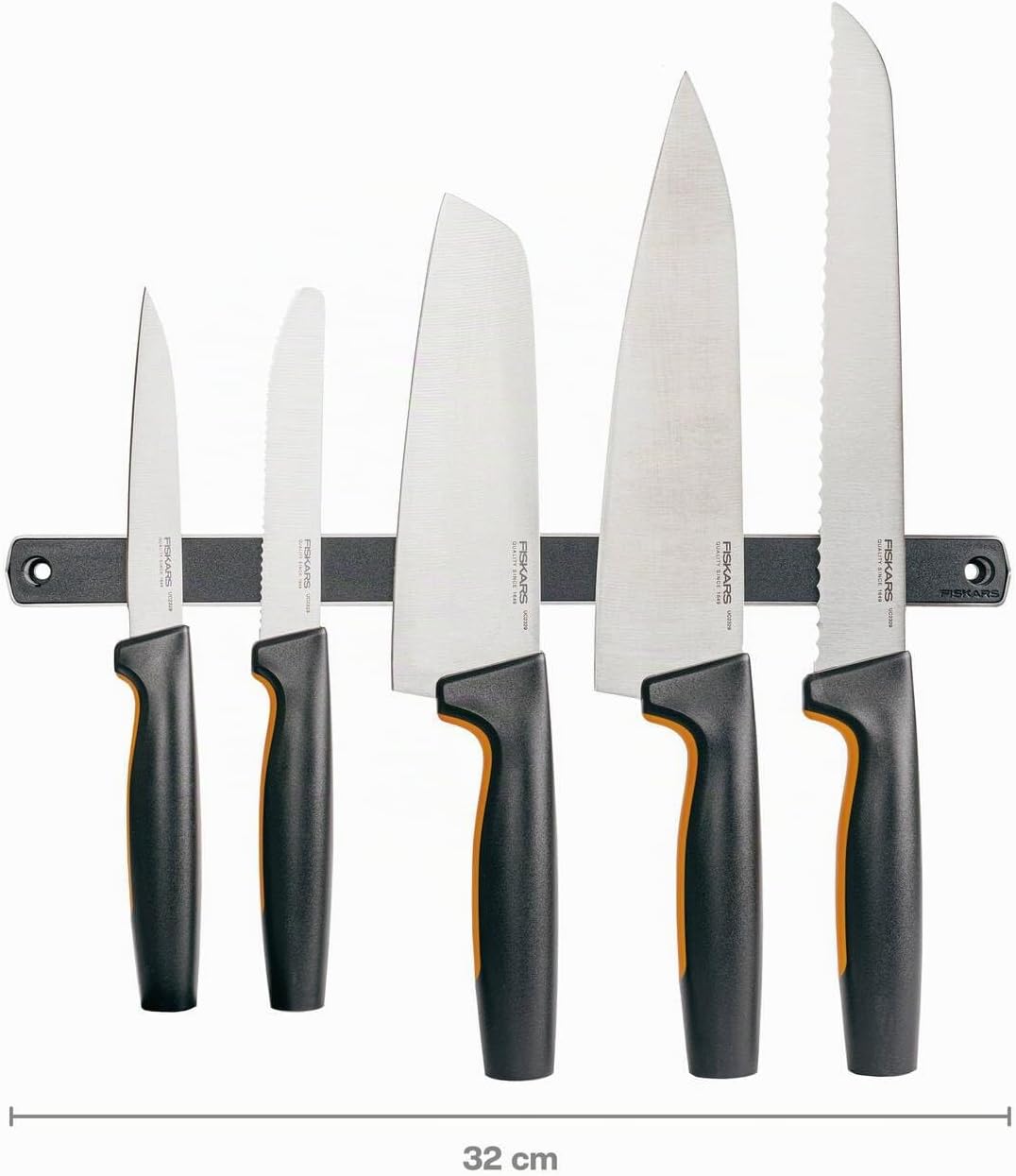 Fiskars Wandmagnet für Messer, Länge: 32 cm, Metall/Kunststoff, Functional Form, Schwarz/Silber, 100