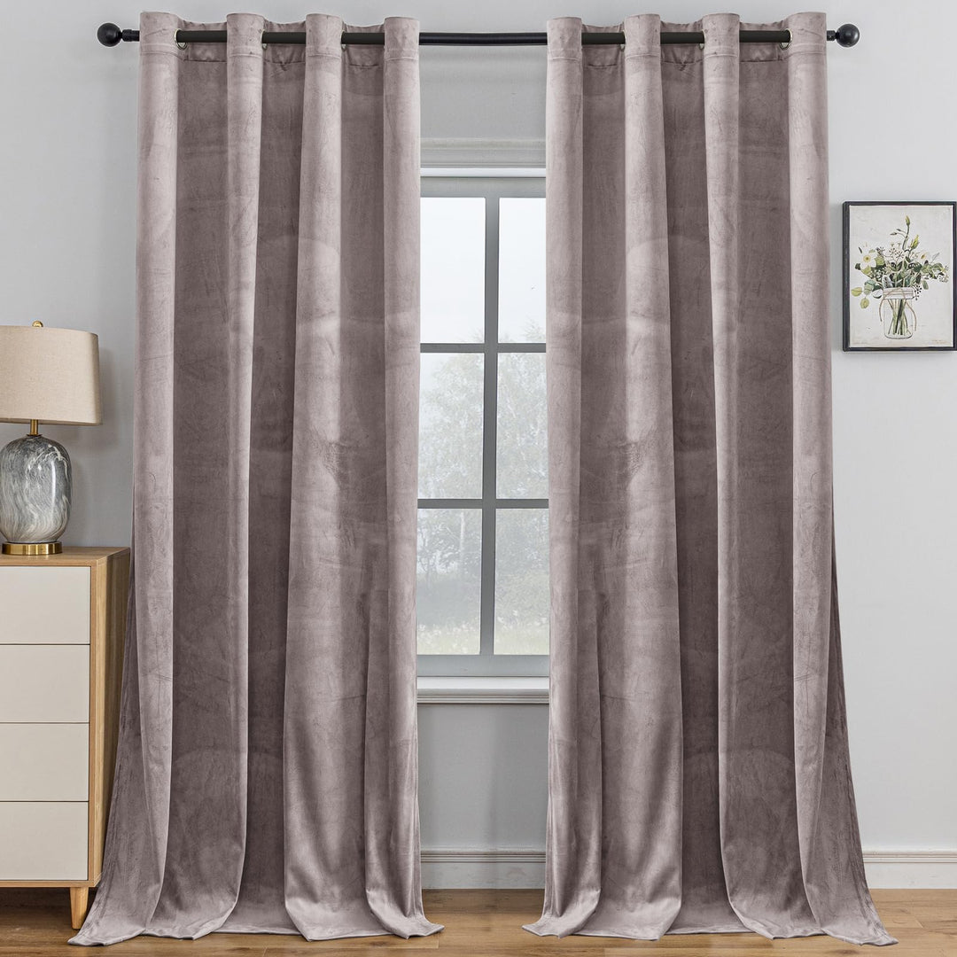 YSTELLAA Samtvorhang 2er Set, Gardinen Vorhänge, 140×180cm, Verdunklungsvorhänge Schlafzimmer Mit Ös
