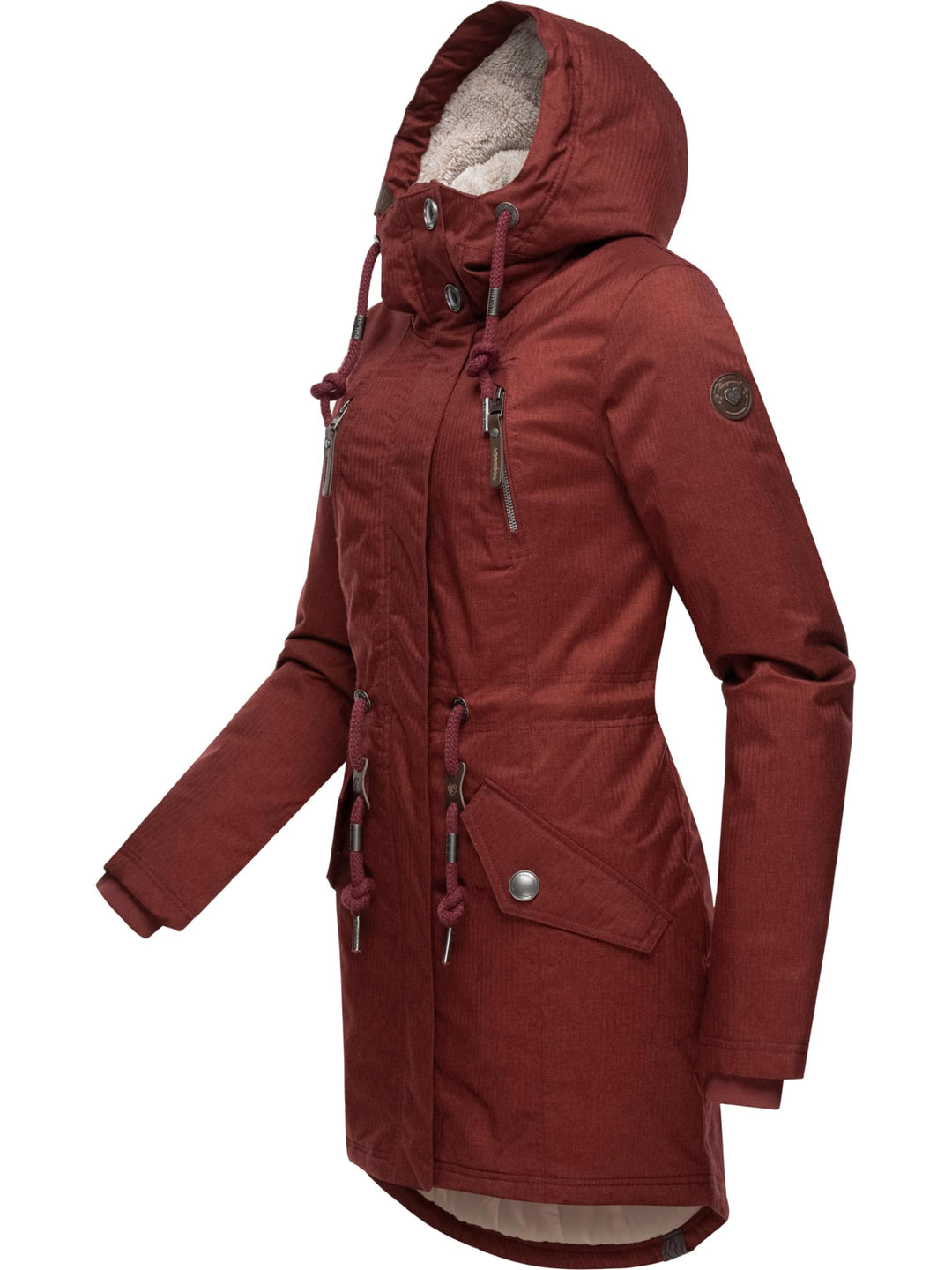 Ragwear Damen Wintermantel warm gefütterter Parka lang wasserdicht mit Kapuze Elsie Melange XS-6XL S