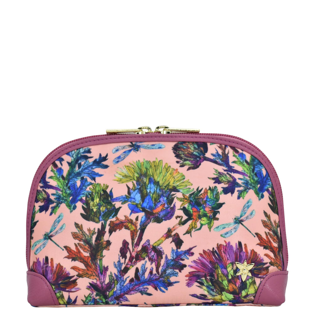 Anuschka Kosmetiktasche - Wanderlust Kollektion - Nylonstoff mit Leder Trim und Kunstdruck Dragonfly