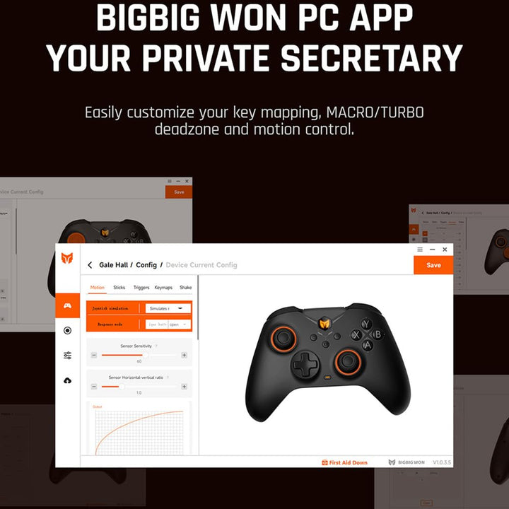 BIGBIG WON Wireless Controller Gale PC Controller Motion Zieling, Hall Trigger, 4 Benutzerdefinierte