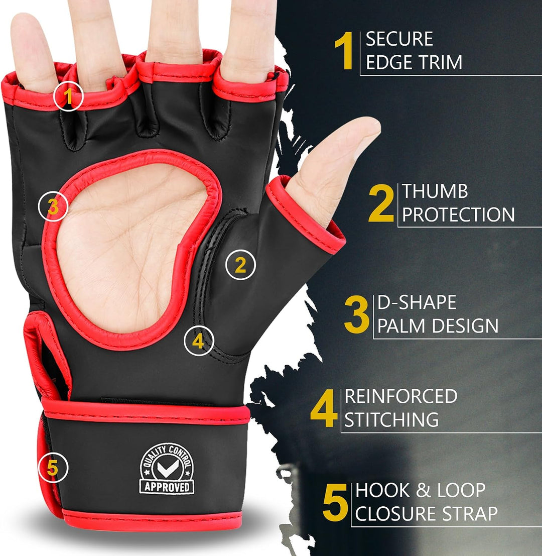 BEASTRAGE MMA Handschuhe für Männer und Frauen,Martial Arts Mitts Grappling Sparring,Ventilated Palm