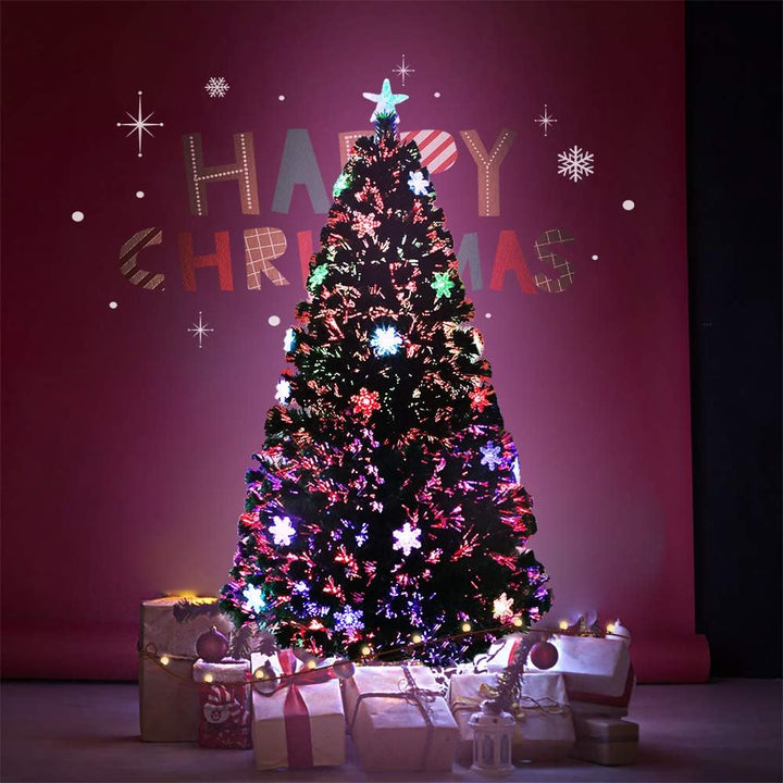 LZQ PVC Weihnachtsbaum Künstliche 120cm/ 4 ft mit Weihnachtsbäume mit LED Beleuchtung Glasfaser und