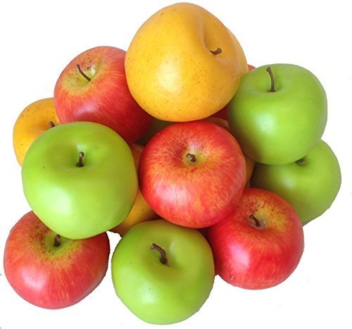 GMMH Künstlicher Deko Apfel, 15 Stück (Bunt, 20-40 g/St) Lebensechtes Plastikobst, Äpfel Plastikfruc
