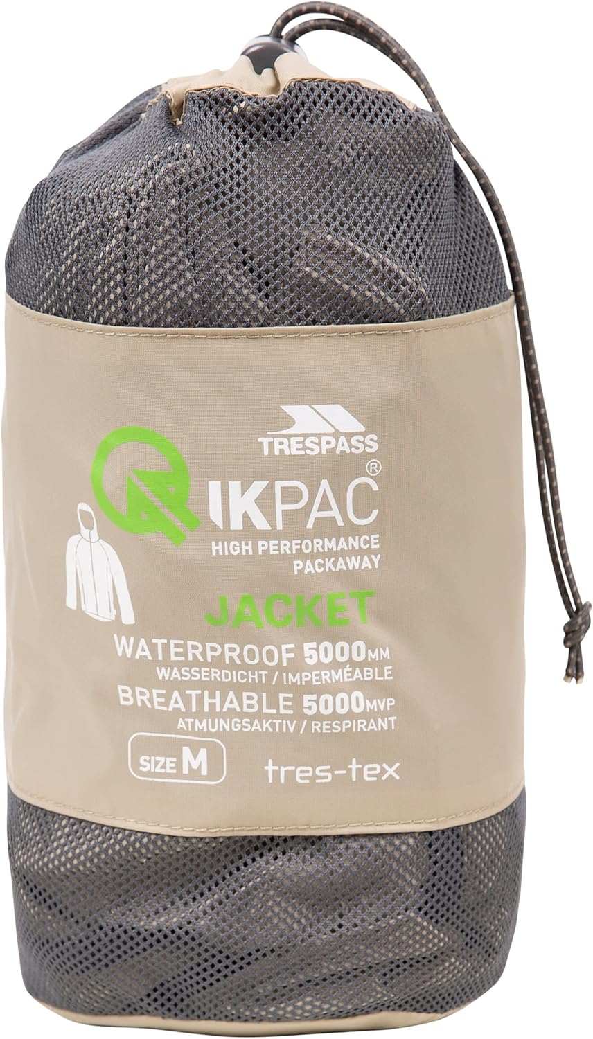 Trespass Unisex Erwachsene Qikpac Jacket Kompakt Zusammenrollbare Wasserdichte Regenjacke XL Hafermi