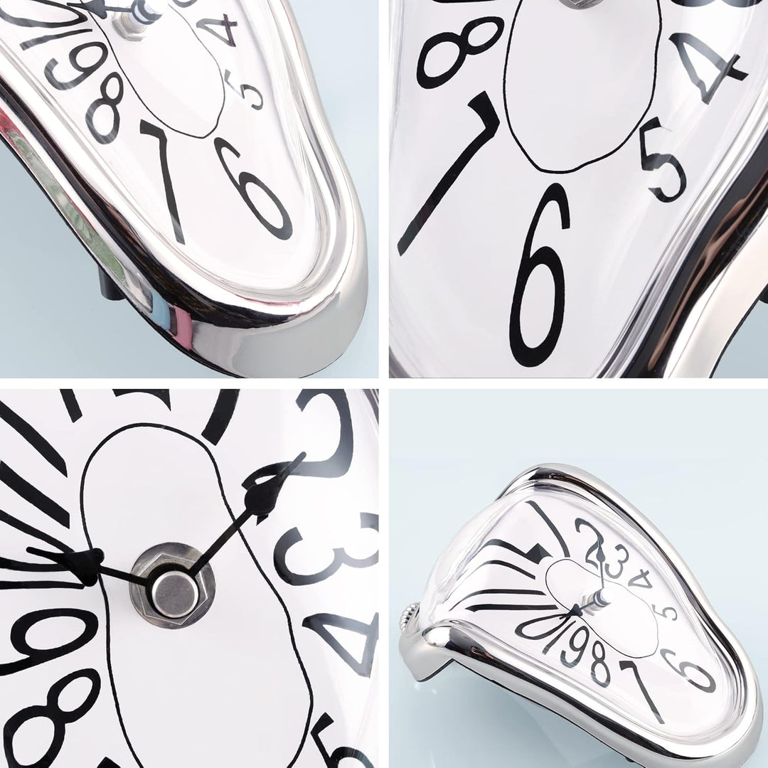 Lafocuse Lautlos Salvador Dali Uhr Silber, Geschmolzene Uhr Ohne Tickgeräusche, Tischuhren Modern Sc