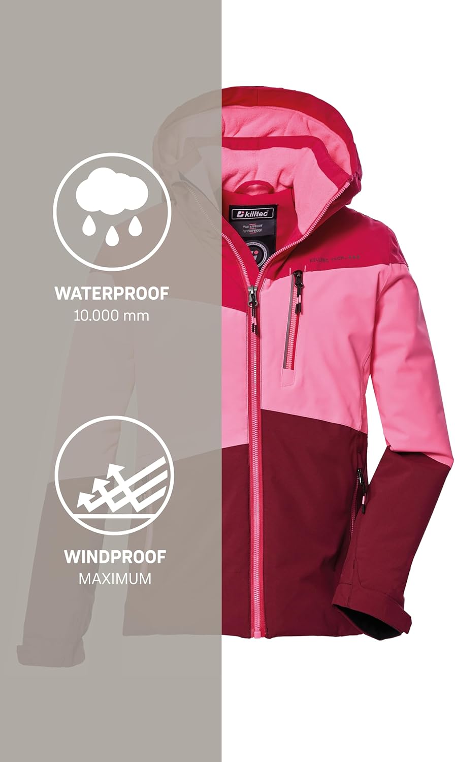 Killtec Mädchen Kow 170 Grls Jckt Funktionsjacke mit Kapuze und Schneefang/Outdoorjacke ist wasserdi