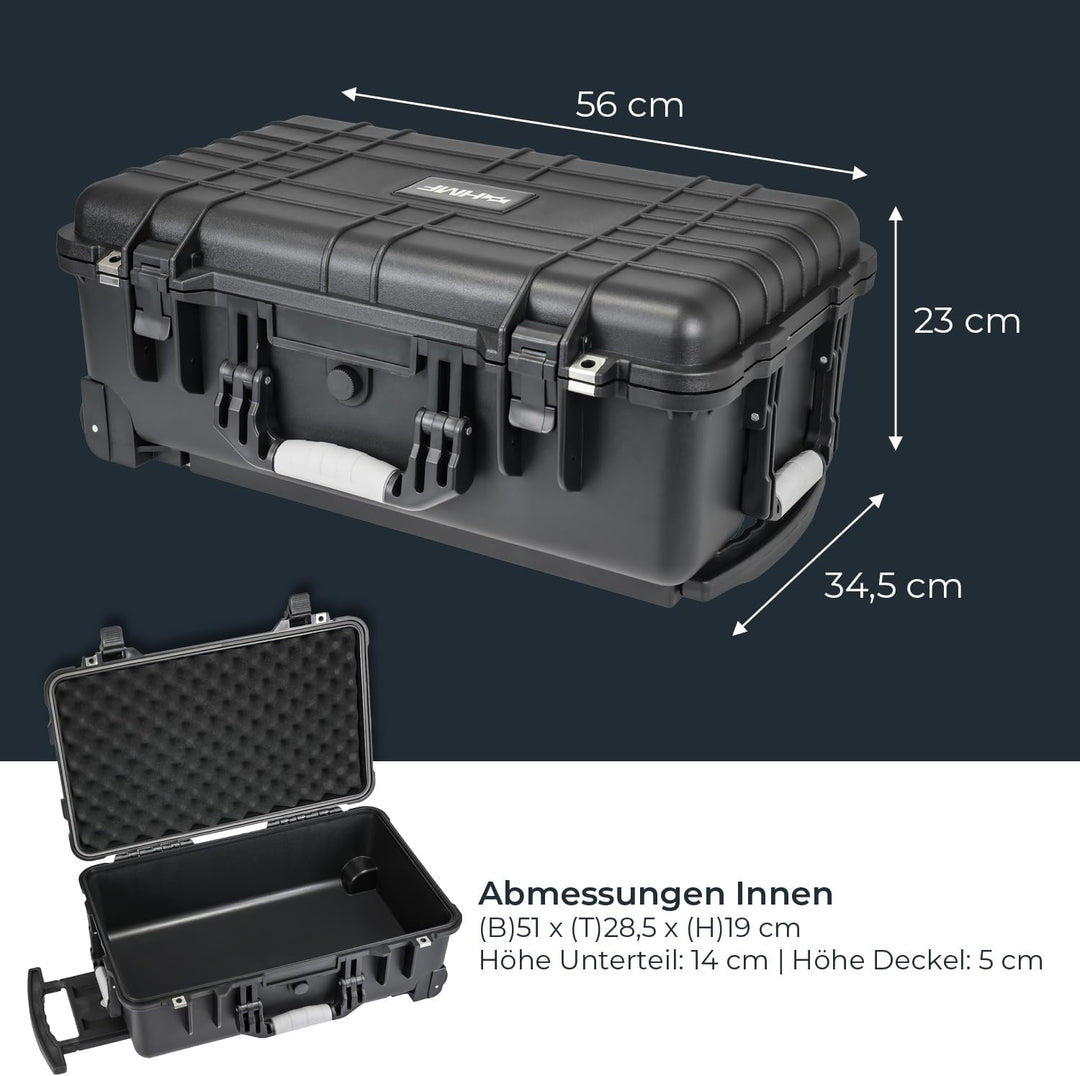 HMF ODK400 Outdoor-Trolley, Fotokoffer mit Rasterschaumstoff | 56 x 34,5 x 23 cm
