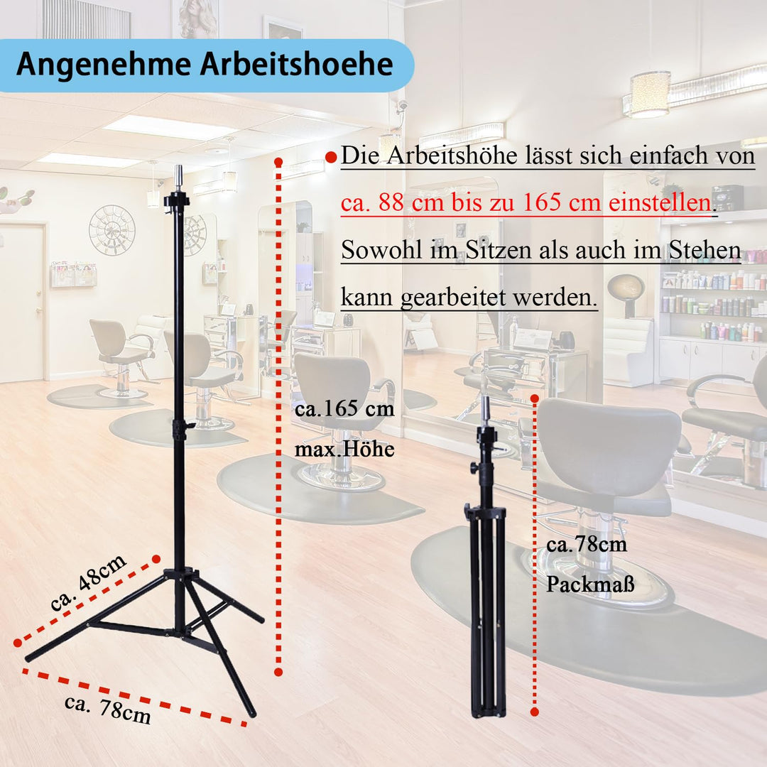WXYYKX Übungskopf Ständer Stativ für Frisierkopf Perückenkopf Ständer Puppenkopfständer 88-165cm mit
