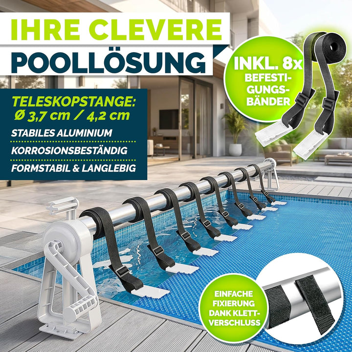 Pool Aufroller Premium 1,05-6,15 m | Aufrollsystem für Solarplane | Aufrollvorrichtung für Poolplane