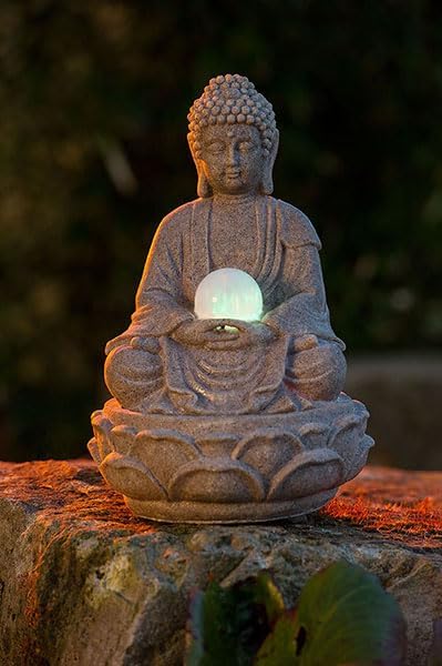Zimmerbrunnen Buddha "Lotus" mit LED Kugel, Höhe 30 cm