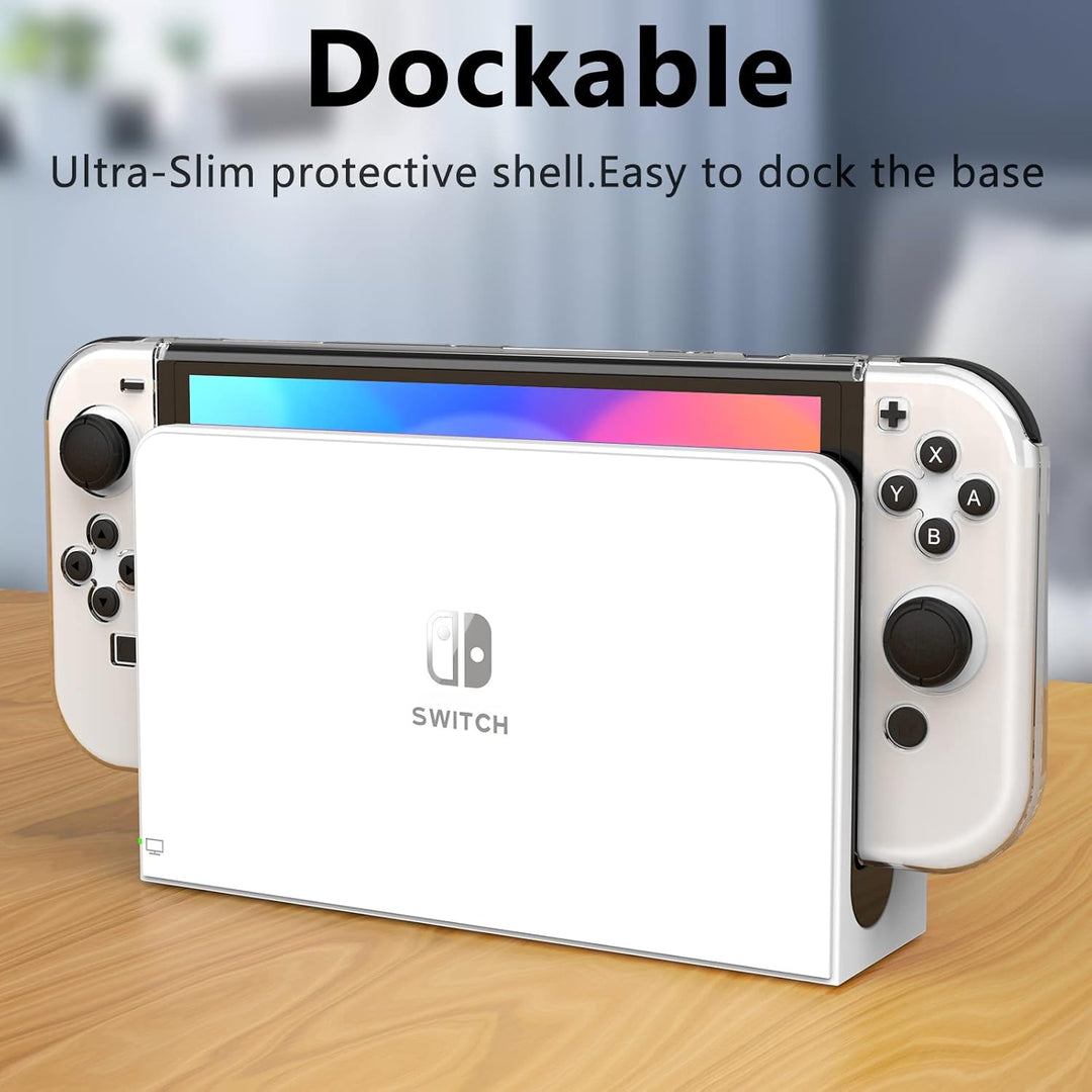 HEYSTOP Switch OLED Hülle Dockable PC Schutzhülle mit Griff Case und Daumenkappe für Nintendo Switch
