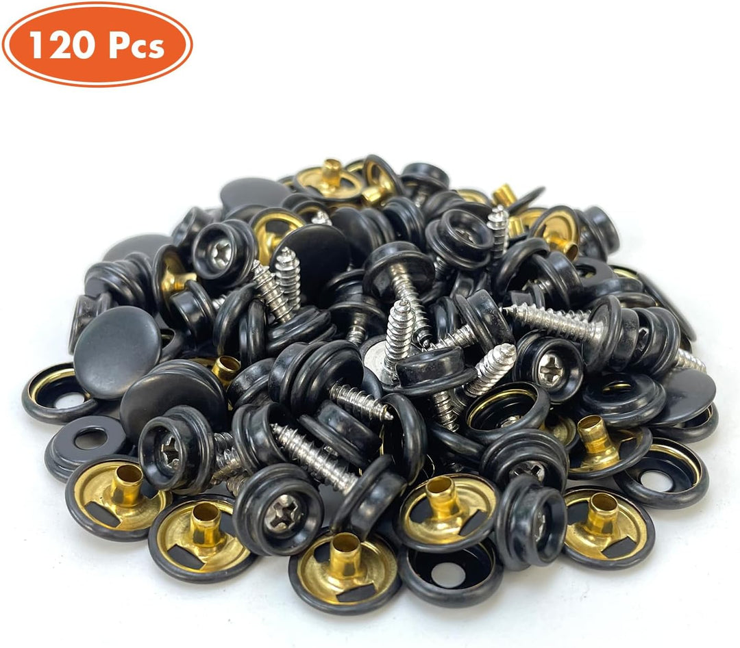 120 Stück Druckknöpfe, Snap Fasteners Kit 15mm Edelstahl Snaps Marine Grade Boot Segeltuch Snaps, 15