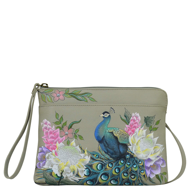 Anuschka Handbemalte 3-in-1 Clutch aus echtem Leder Regal Peacock, Regal Peacock
