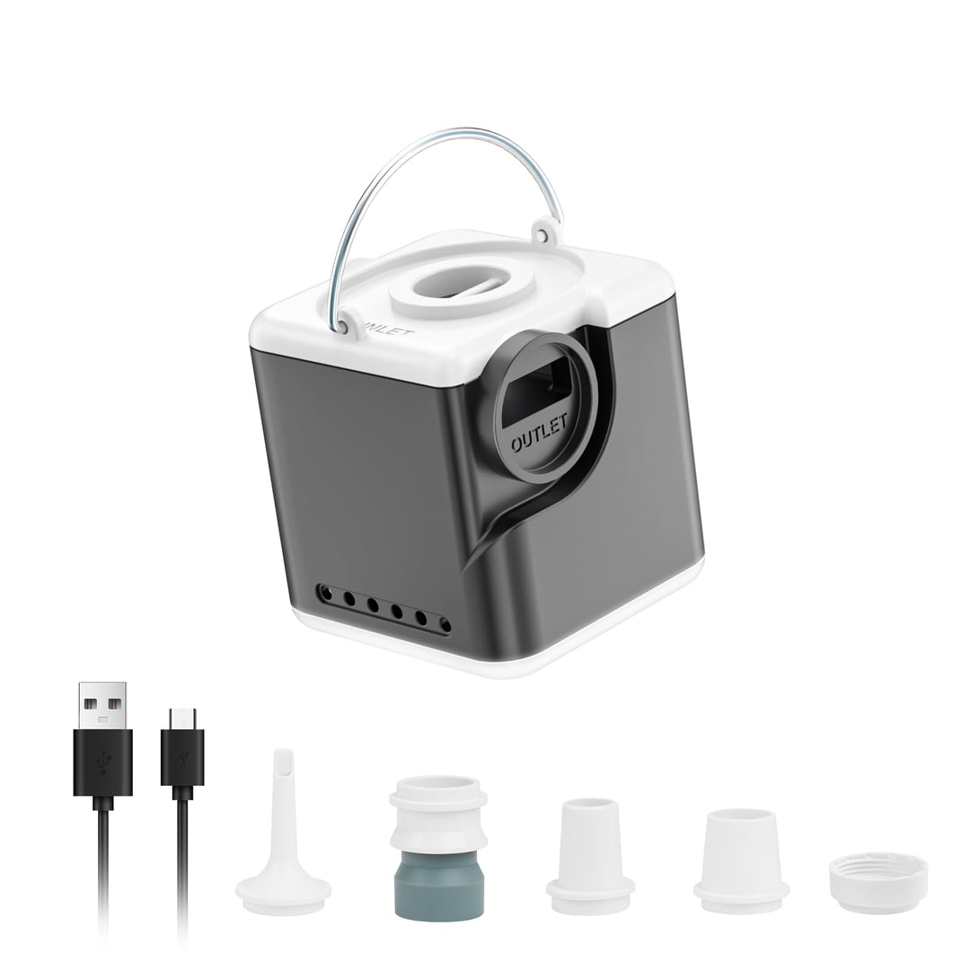Mini elektrische luftpumpe, 2400mAh akku luftpumpe für luftmatratze, 5 Düsen Inflate & Deflate pumpe