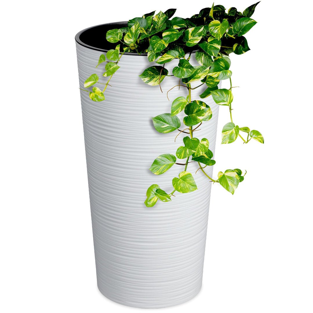 KADAX Blumentopf mit Holzspänen, eleganter Übertopf mit herausnehmbarer Einlage, Blumentopfschutz fü