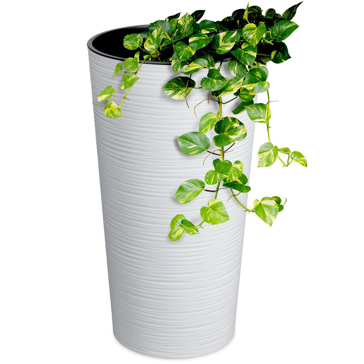 KADAX Blumentopf mit Holzspänen, eleganter Übertopf mit herausnehmbarer Einlage, Blumentopfschutz fü