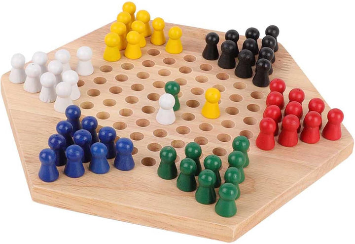 Tbest Holz Checkers, Indoor/Outdoor Bunte Checkers Set Kinder Pädagogisches Brettspiel Chinese Check