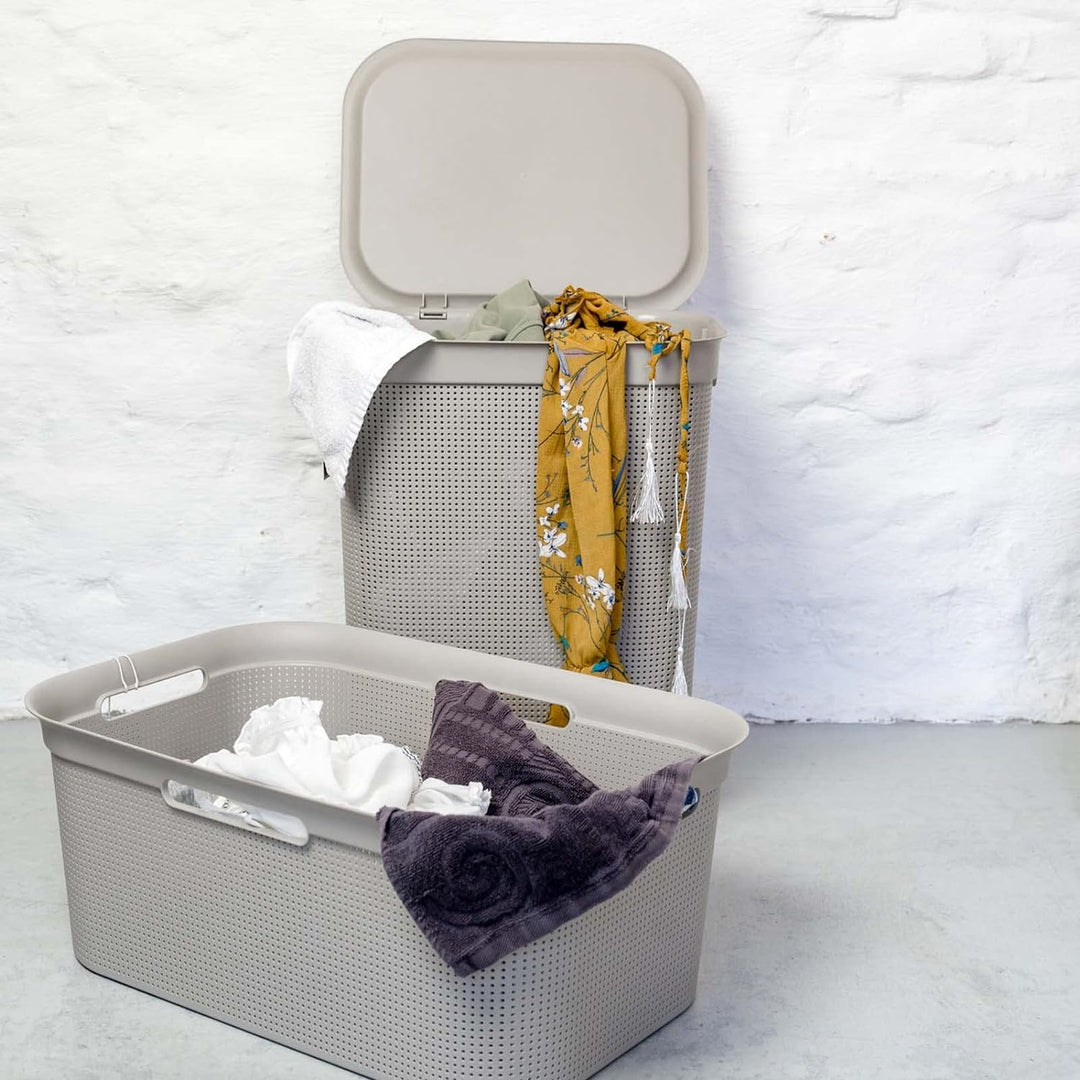 Rotho Brisen Wäscheset 2tlg. 50l, 41l, Kunststoff (PP) BPA-frei, cappuccino, 50l, 41l Beige, Beige