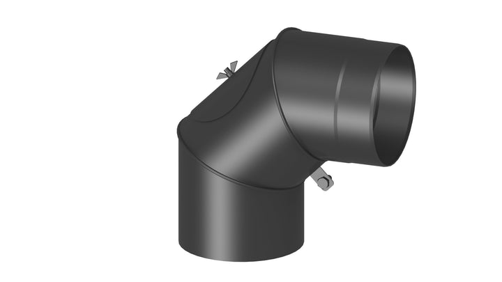Ofenrohr Winkel drehbar 0-90° 3-teilig mit Tür „Basic“ für Kaminrohe/Raurohre/Ofenrohre mit Ø 120mm