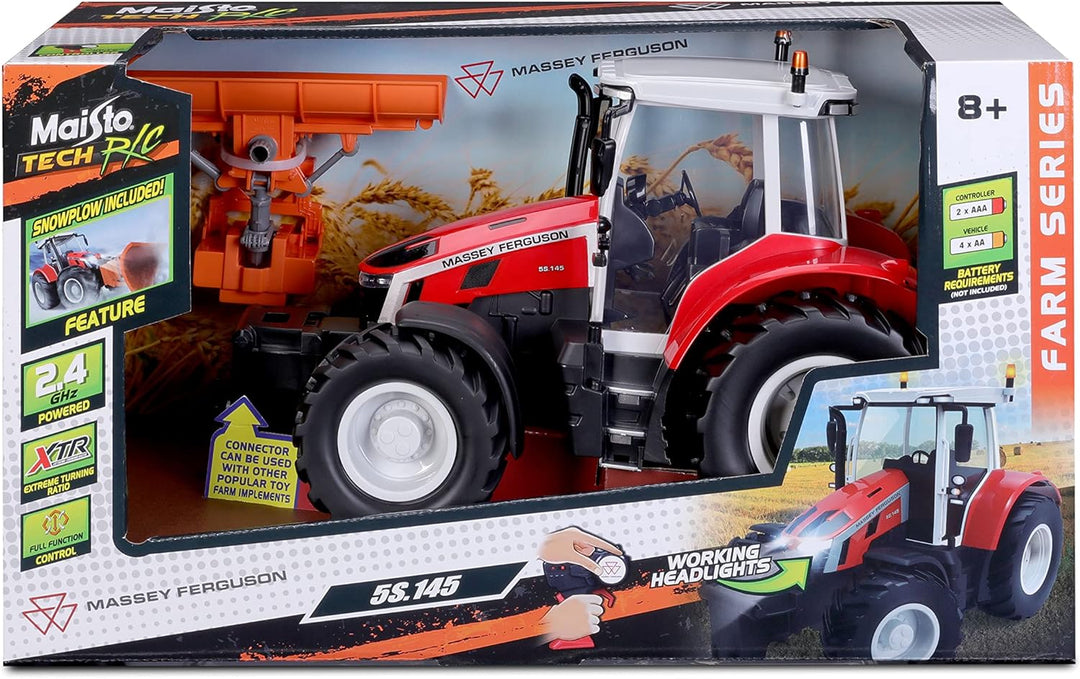 Maisto Tech R/C Traktor Massey Ferguson 5S.145 mit Schnee-Schieber: Ferngesteuerter Traktor mit Lich