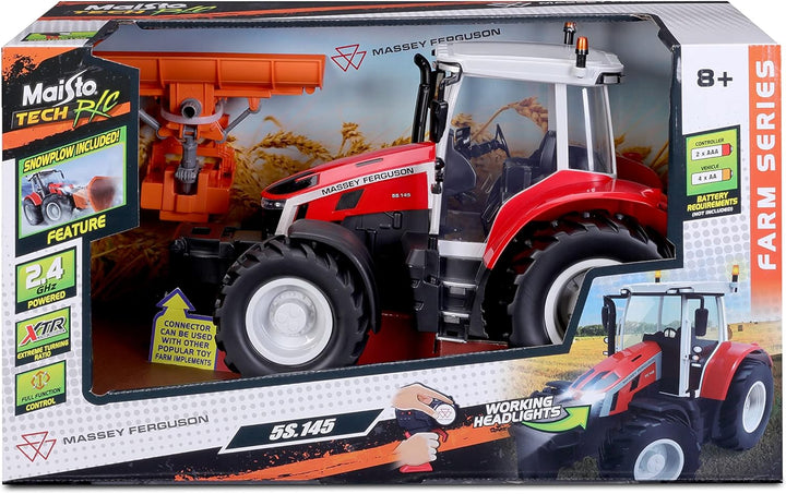 Maisto Tech R/C Traktor Massey Ferguson 5S.145 mit Schnee-Schieber: Ferngesteuerter Traktor mit Lich