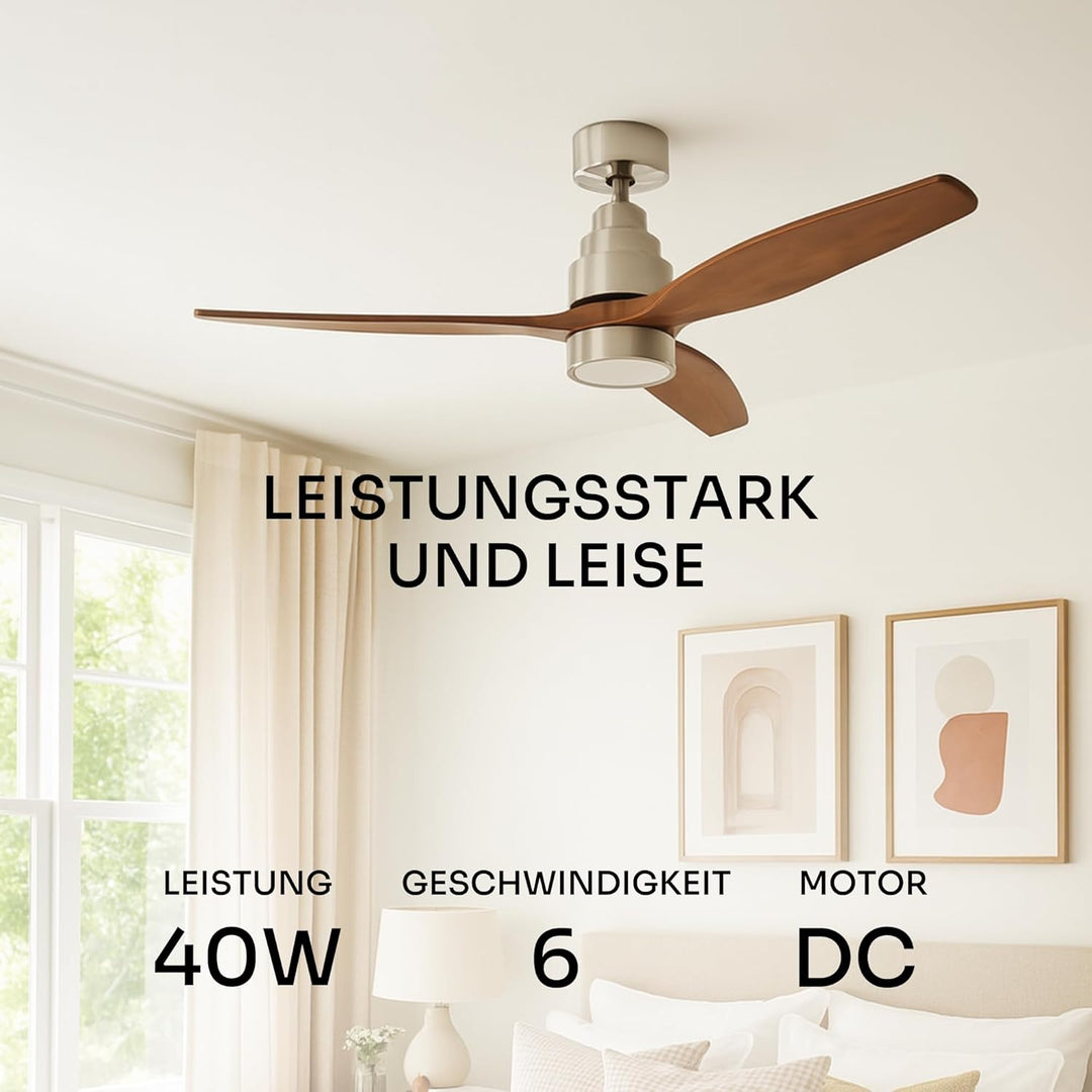 Mellerware - Deckenventilator mit Fernbedienung Brizy Bright | 45 W | 6 Geschwindigkeiten | Ultra le