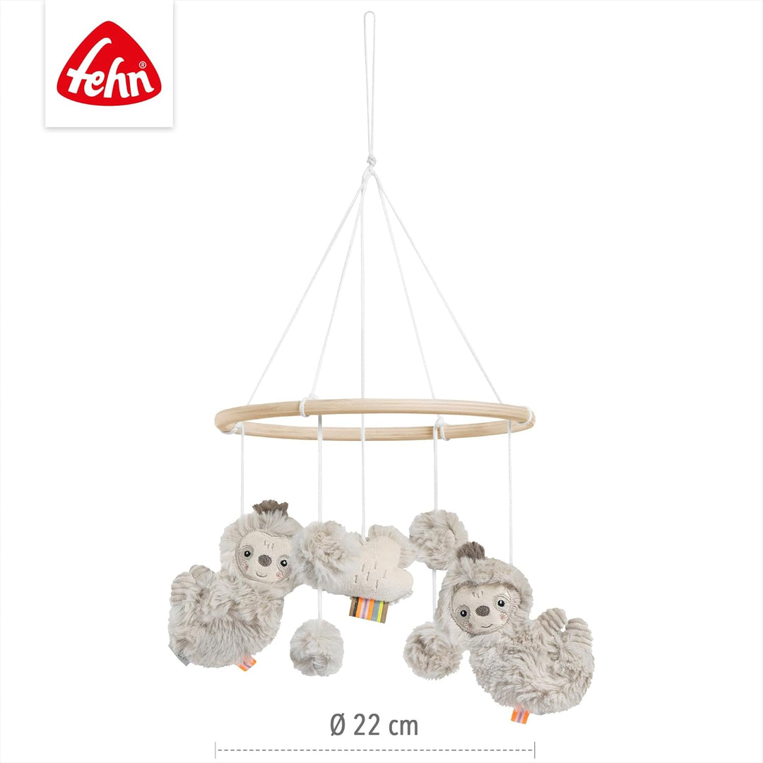Fehn Holz-Mobile Faultier – Holz-Mobile mit niedlichen Stoff-Figuren – Einschlafhilfe zur Beruhigung