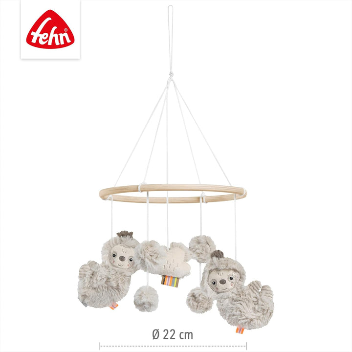 Fehn Holz-Mobile Faultier – Holz-Mobile mit niedlichen Stoff-Figuren – Einschlafhilfe zur Beruhigung