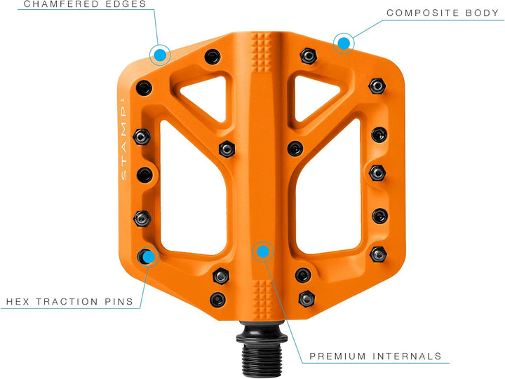 Crankbrothers Stamp Flat BMX/MTB Fahrradpedal – Plattform-Fahrradpedal, minimales Profil, Verstellba