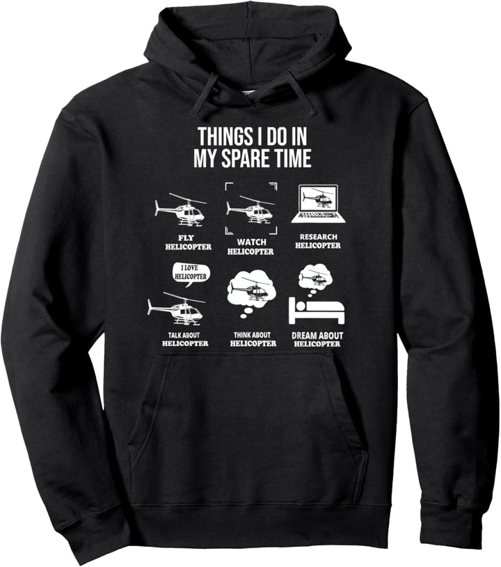 Lustige Dinge, die ich in meiner Freizeit tue Hubschrauber Pilot Luftfahrt Pullover Hoodie