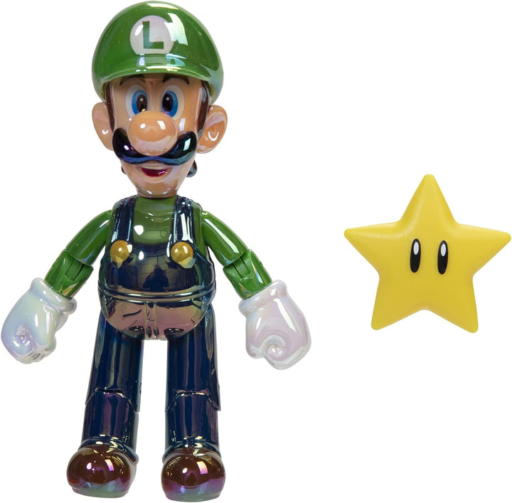 Nintendo Super Mario Figur Luigi w/Star in Sammlerbox, 10 cm Luigi w/ Star, Luigi w/ Star