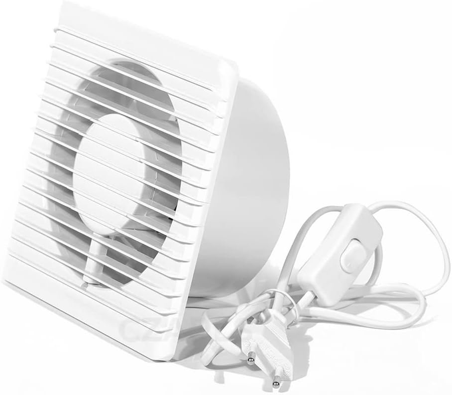 F.H. ANA Badlüfter Wandlüfter Ventilator Ø 125 mm - Netzstecker mit Ein/Ausschalter - Weiss (Funktio