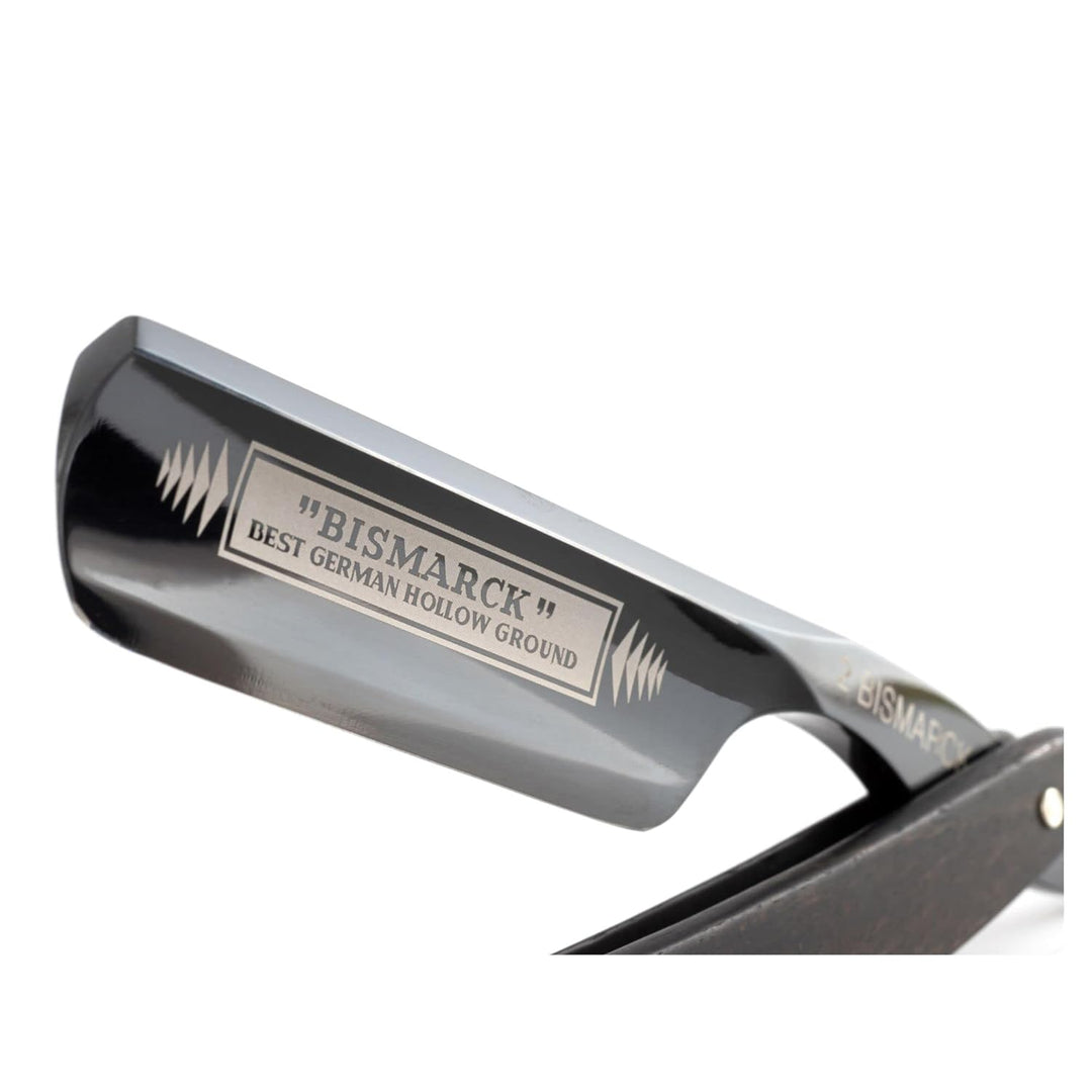 DOVO Rasiermesser Bismarck - Carbonstahl Rasiermesser - 6/8 Zoll - Rundkopf - Spitzrücken - ganzer H