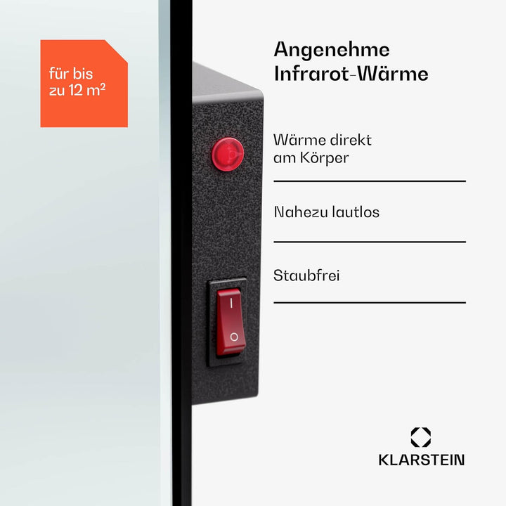 Klarstein Infrarotheizung mit Thermostat, 600W Elektroheizung, Smart Infrarotheizung zur Wandmontage