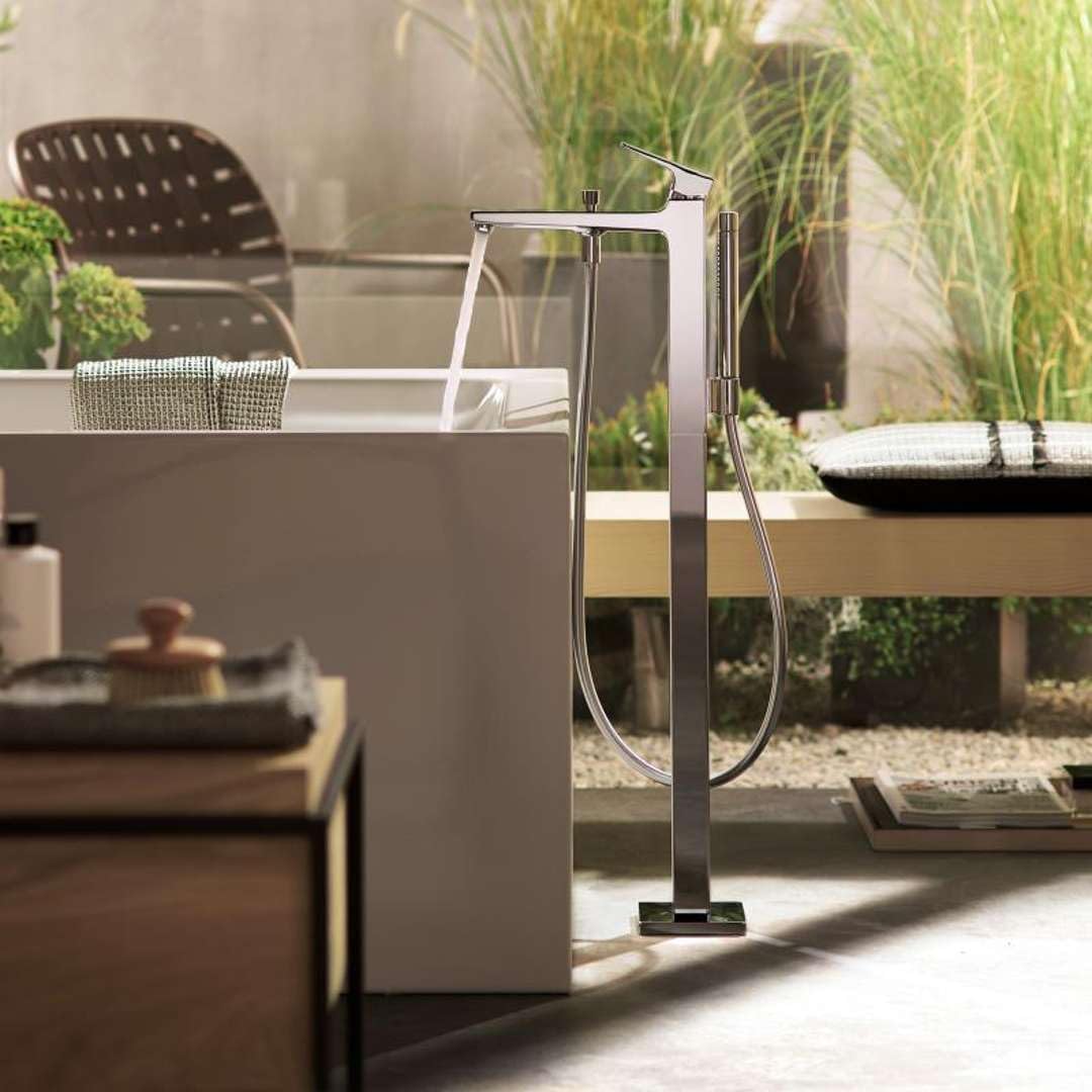 hansgrohe Wannenarmatur bodenstehend Metropol, mit Antikalk-Funktion, für 2 Funktionen, Chrom, Chrom