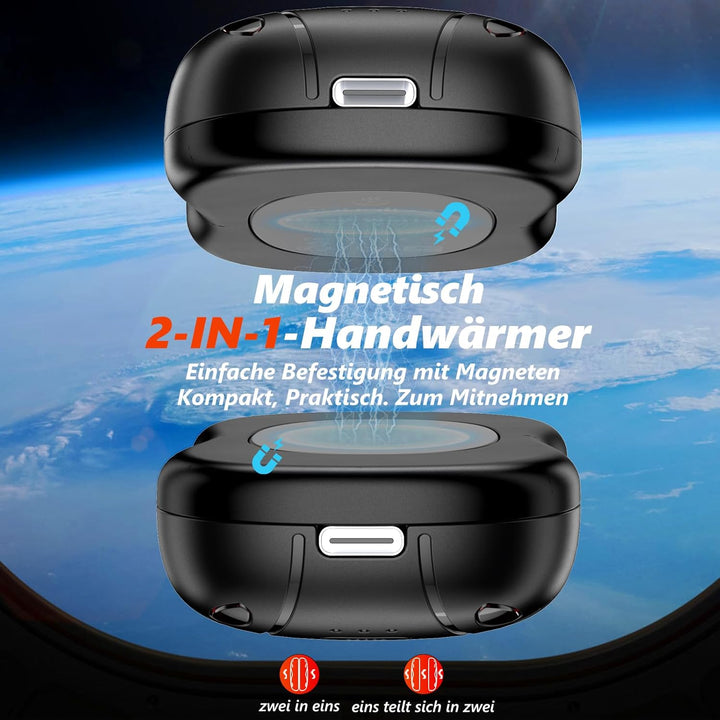FANDLISS Magnetische Handwärmer Elektrisch mit 10000mAh, Zweiseitige Heizung, 2er-Pack Tragbarer Tas