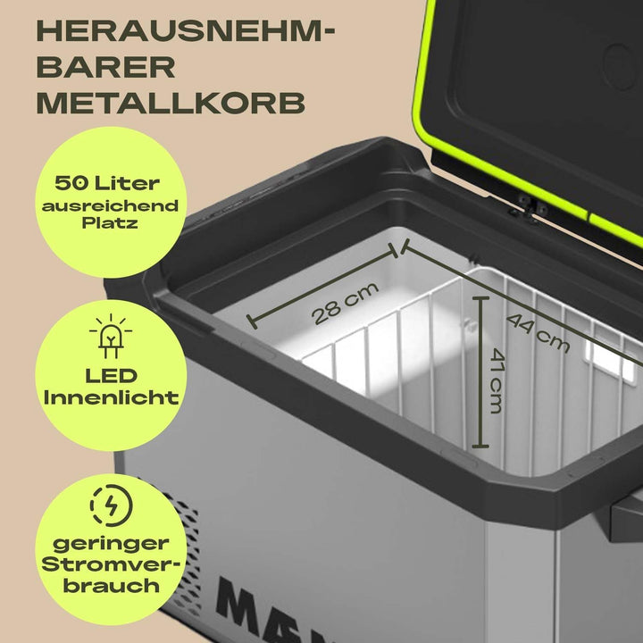 by Plug IN Festivals - Elektrische Kühlbox - Kompressor Kühlbox 12V 230V, USB & App-Steuerung - leis