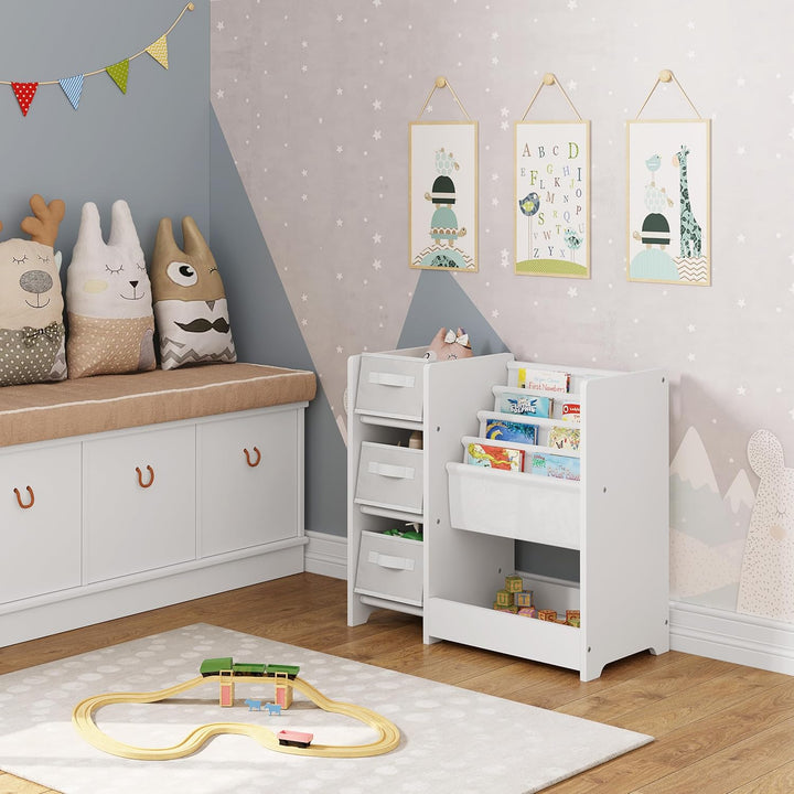 Lestarain Kinderzimmerregal, Spielzeug-Organizer, Regal für Kinderzimmer Spielzimmer, mit 3 Aufbewah