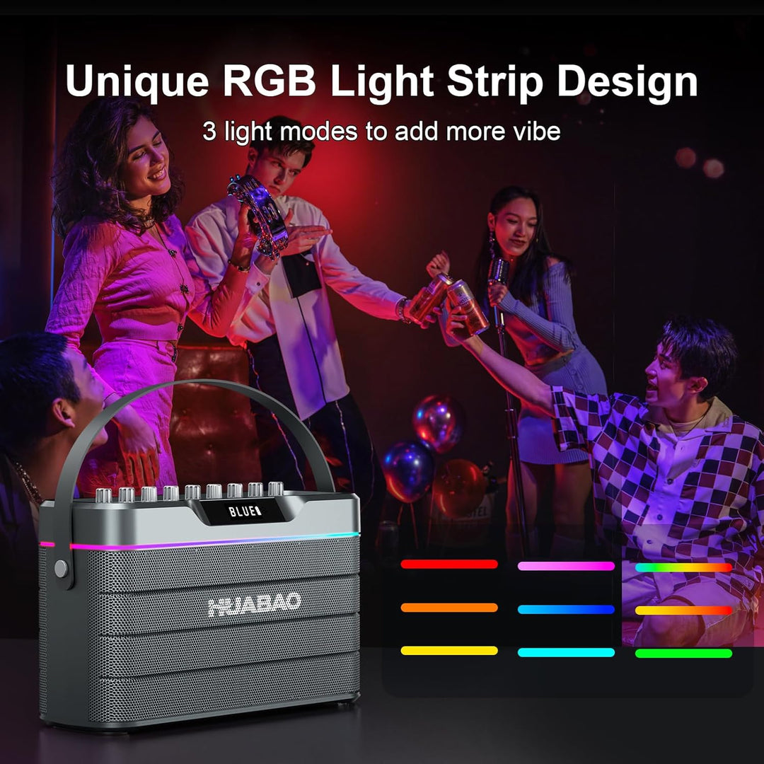 Karaoke-Maschine - 100W Bluetooth-Lautsprecher mit Super Bass, 2 drahtlose Mikrofone, tragbares PA-S