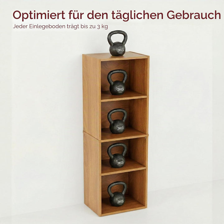 Vida Designs Oxford Bücherregal mit 4 Ebenen, würfelförmig, weiss, Holz-Regaleinheit für Büro, Wohnz
